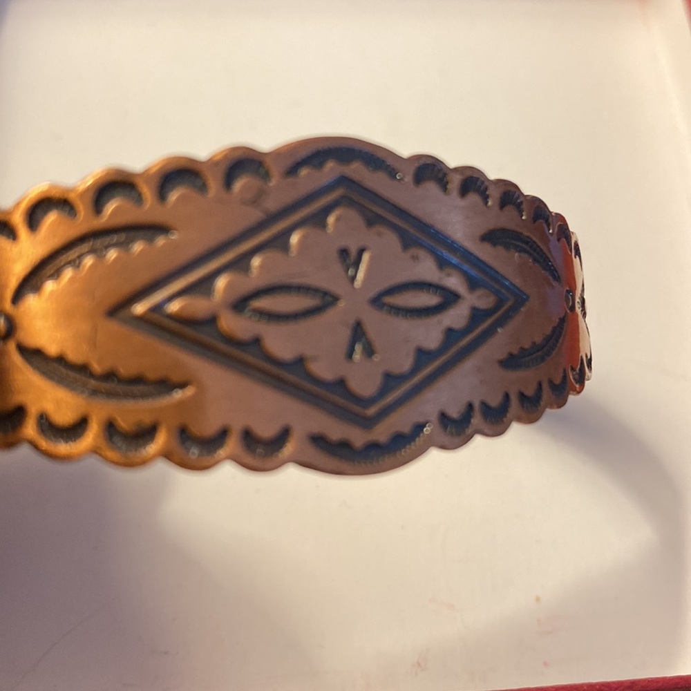 Vintage Native American Solid Copper Handmade Cuf… - image 4